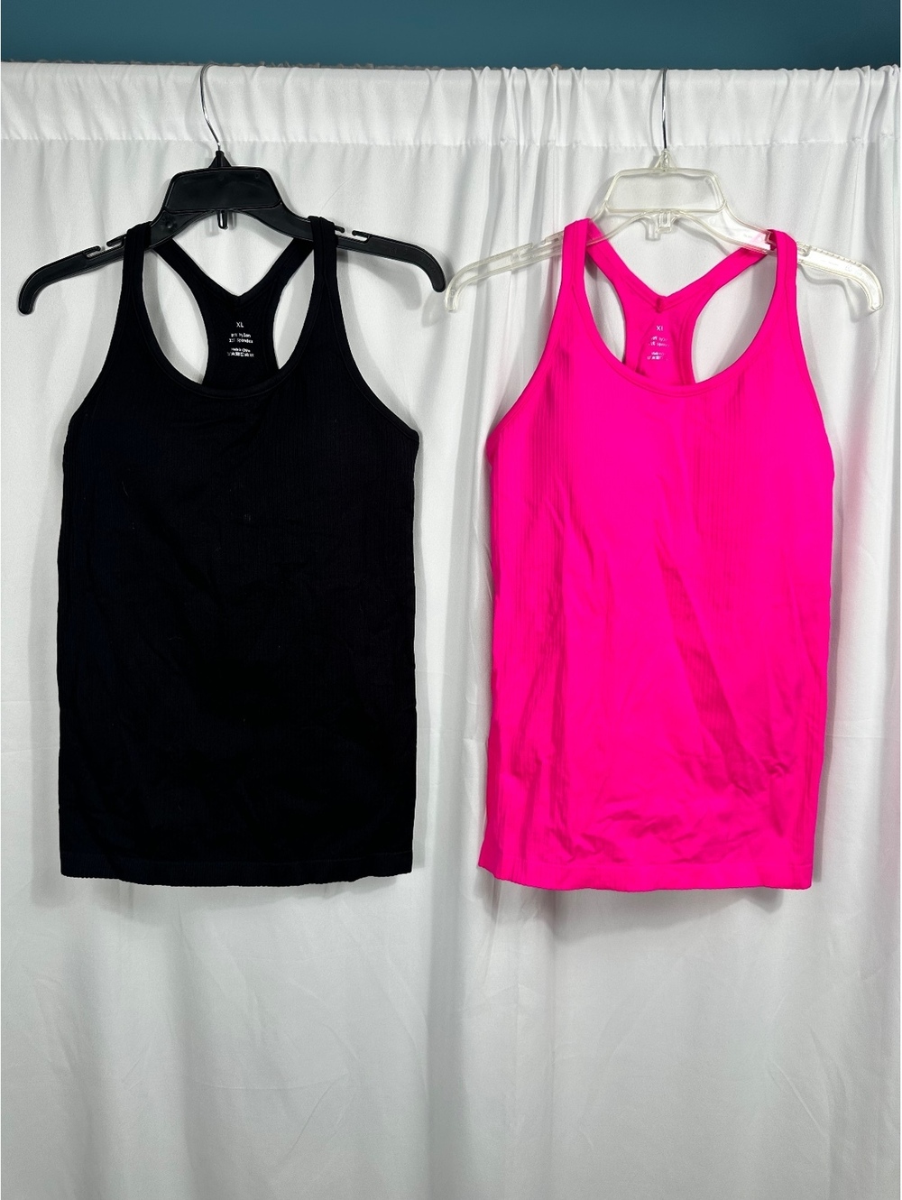 Attraco Women's Racerback Tank Tops - 2 Pack, Black and Pink, XL